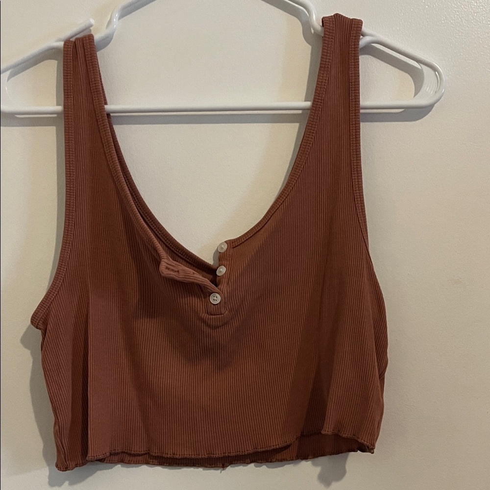 American Eagle Women's Rust Cropped Tank Top - Picture 1 of 3